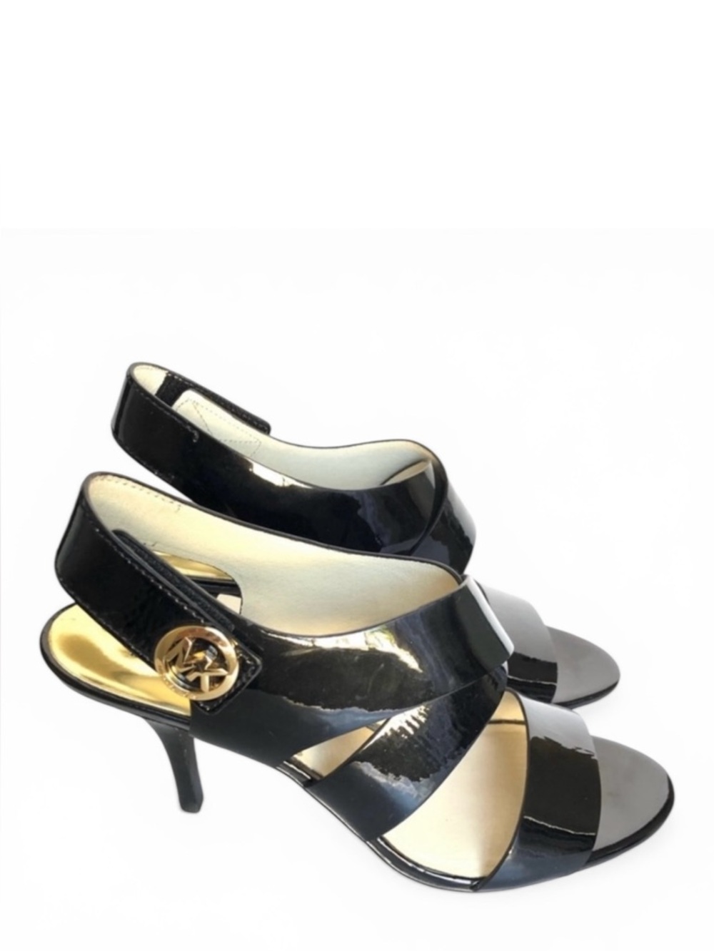 Michael Kors Black Patent Leather Strappy Heeled Sandal Women’s Size 8.5
